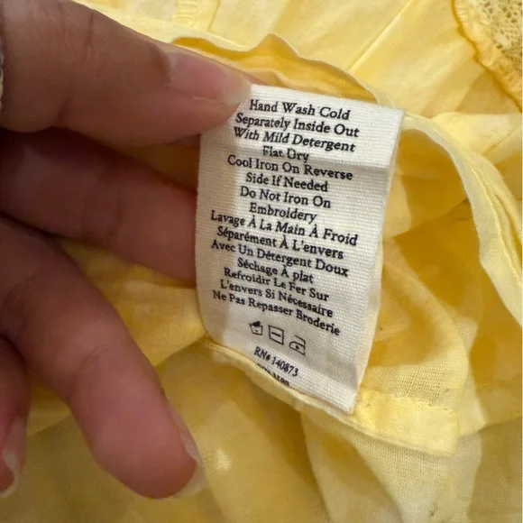 Loveshackfancy Bright Yellow Lemon Drop Hand Dye Ruffle Mini Skirt size Medium - Picture 8 of 9